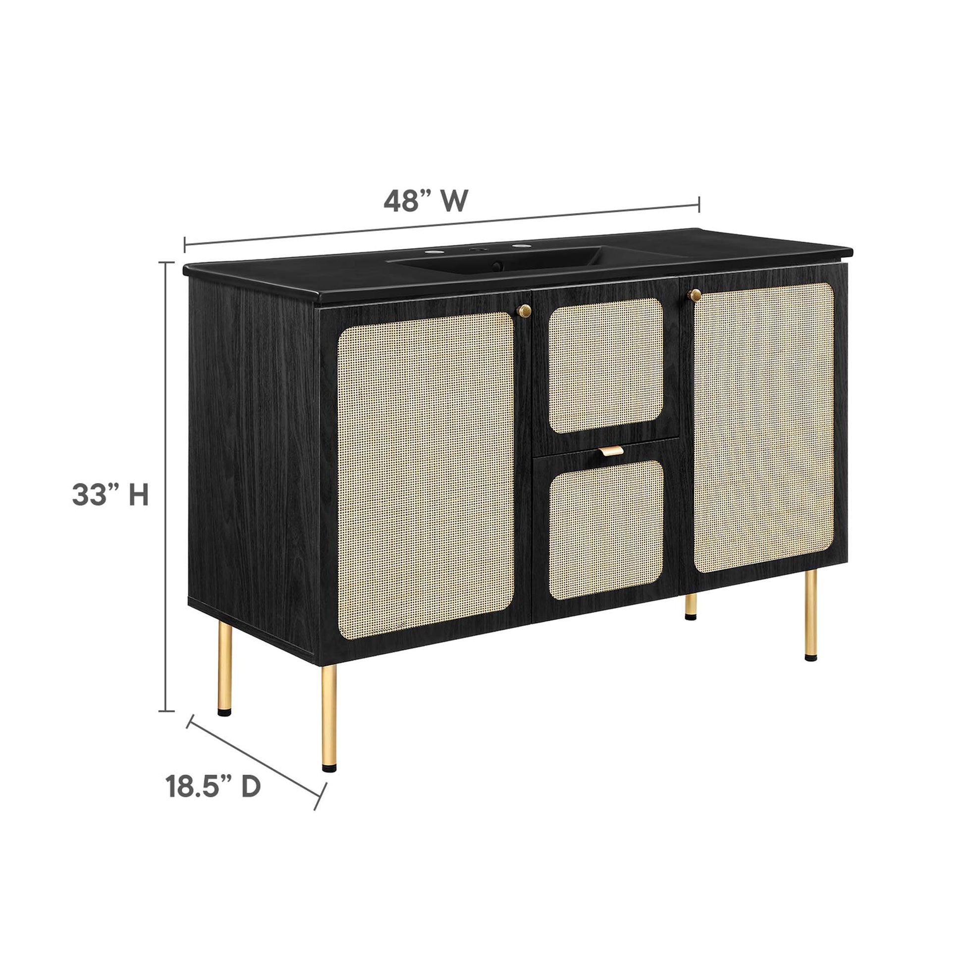 Chaucer 48" Single Sink Bathroom Vanity - Oak Black