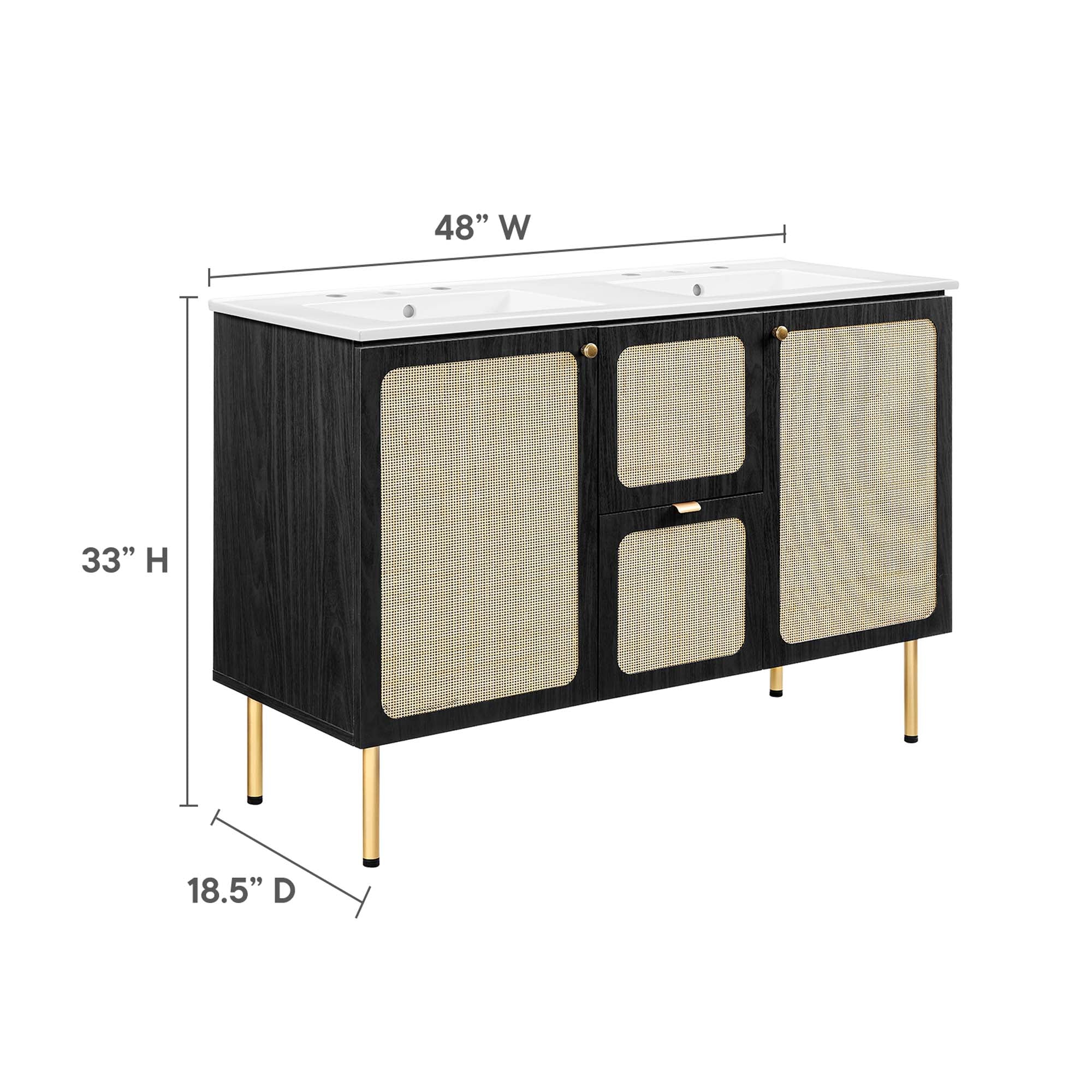 Chaucer 48" Double Sink Bathroom Vanity - Oak White