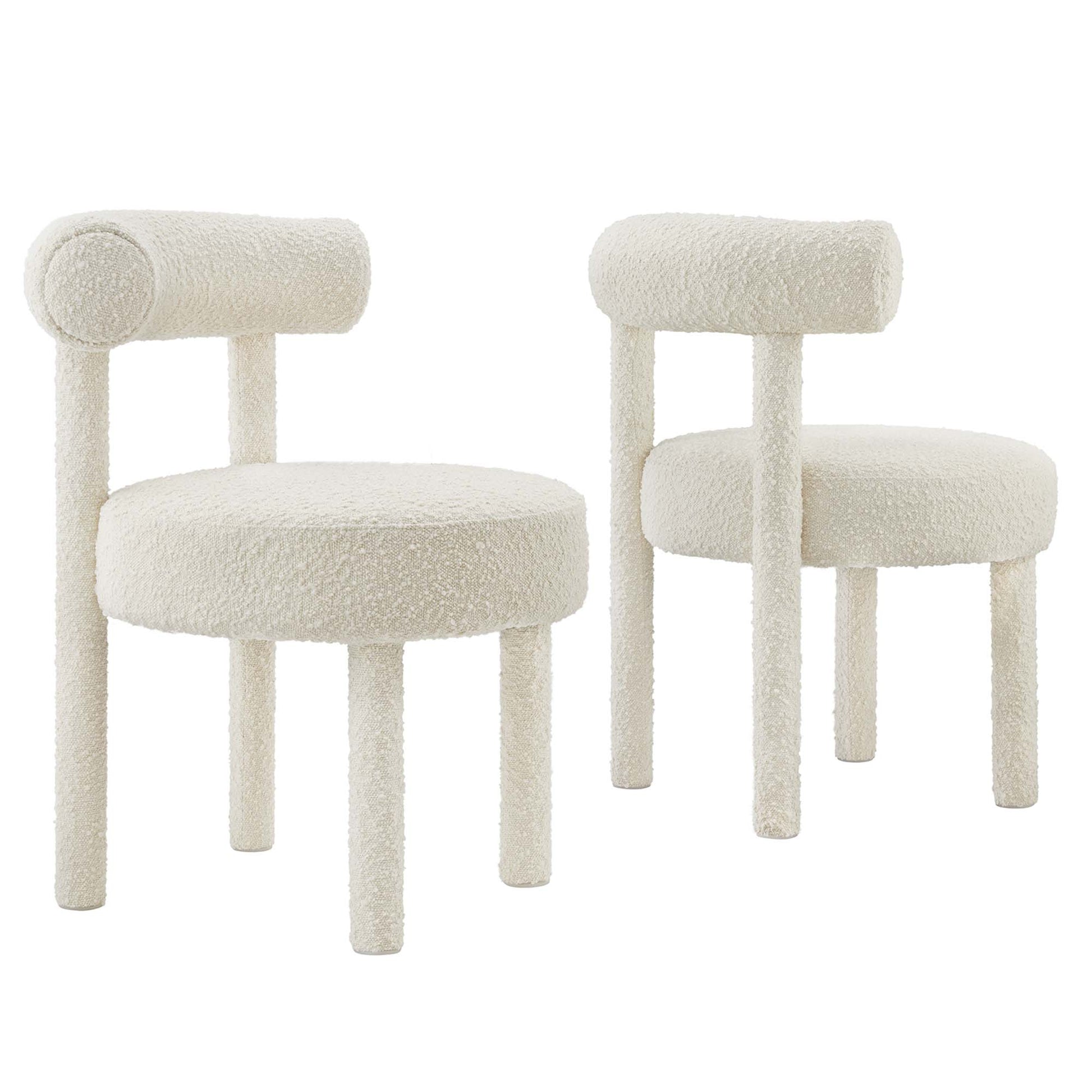 Toulouse Boucle Fabric Dining Chair - Set of 2 - Ivory