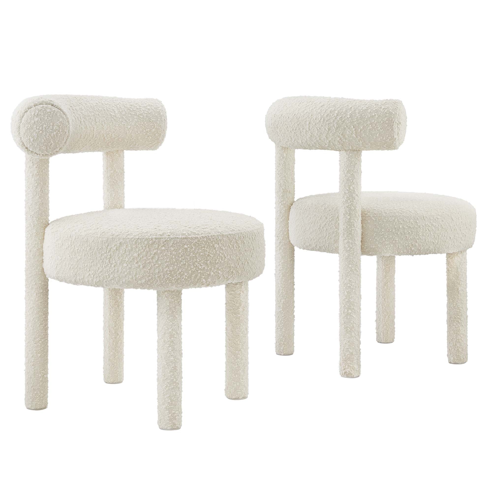 Toulouse Boucle Fabric Dining Chair - Set of 2 - Ivory