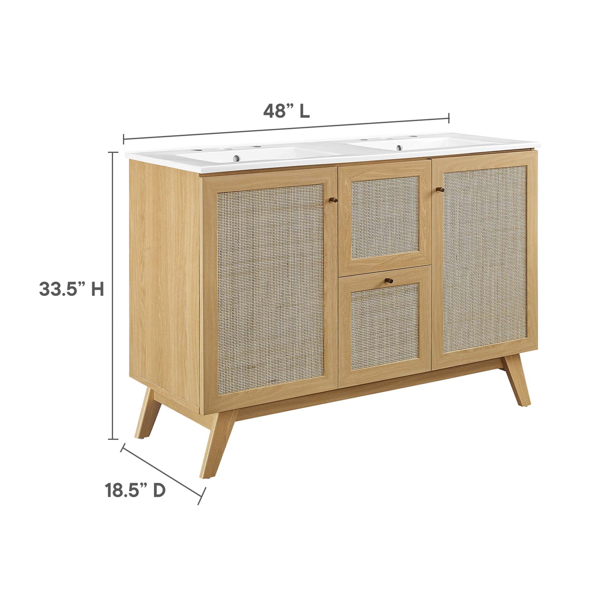 Soma 48" Double Sink Bathroom Vanity - Walnut White