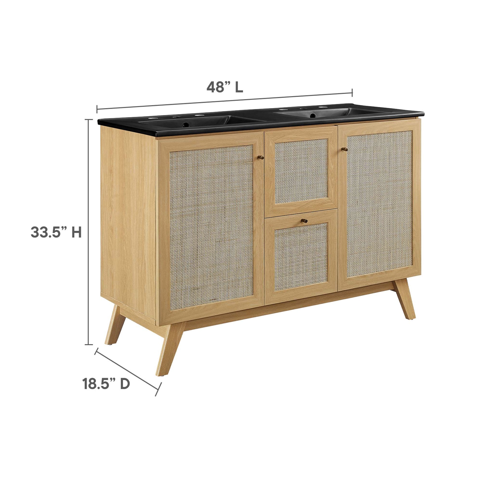 Soma 48" Double Sink Bathroom Vanity - Walnut Black