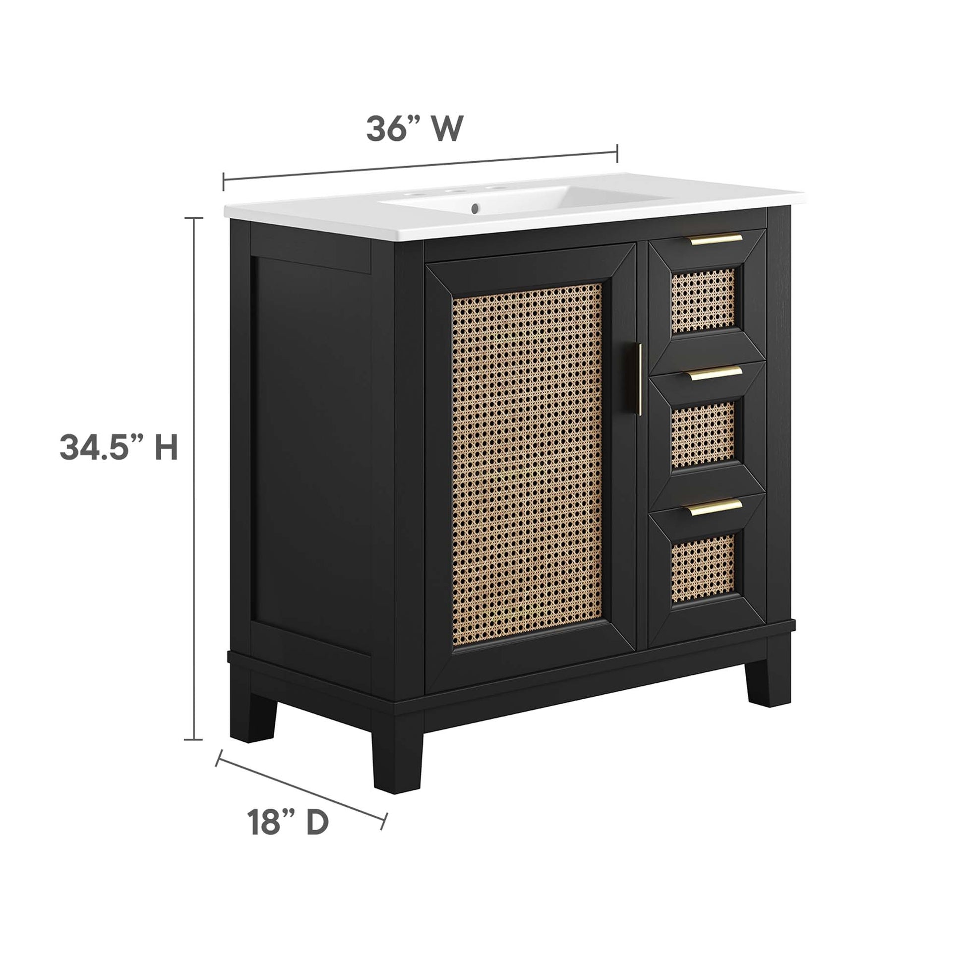 Dixie 36" Solid Wood Bathroom Vanity Cabinet