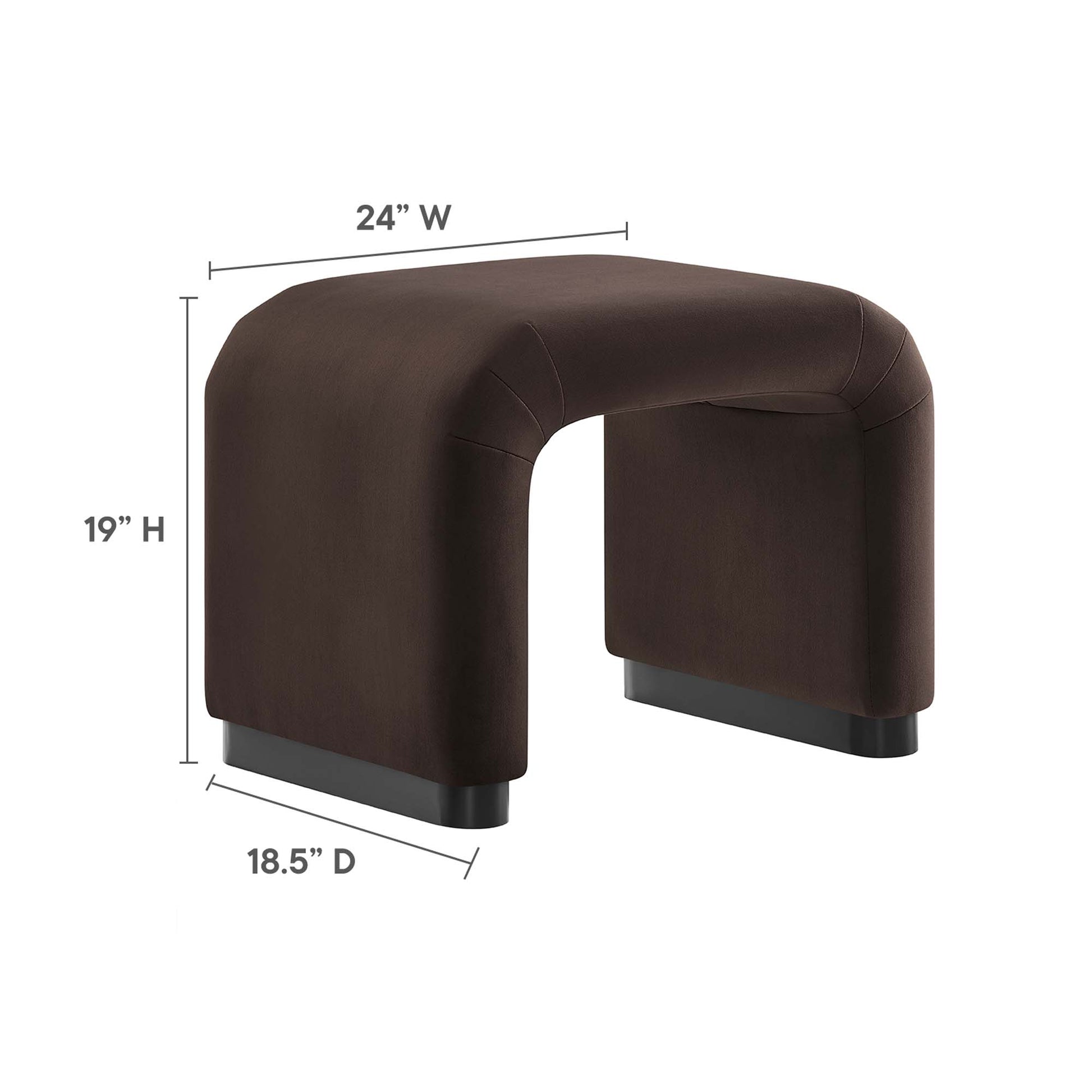 Koda Performance Velvet Waterfall Stool - Black Moss Green