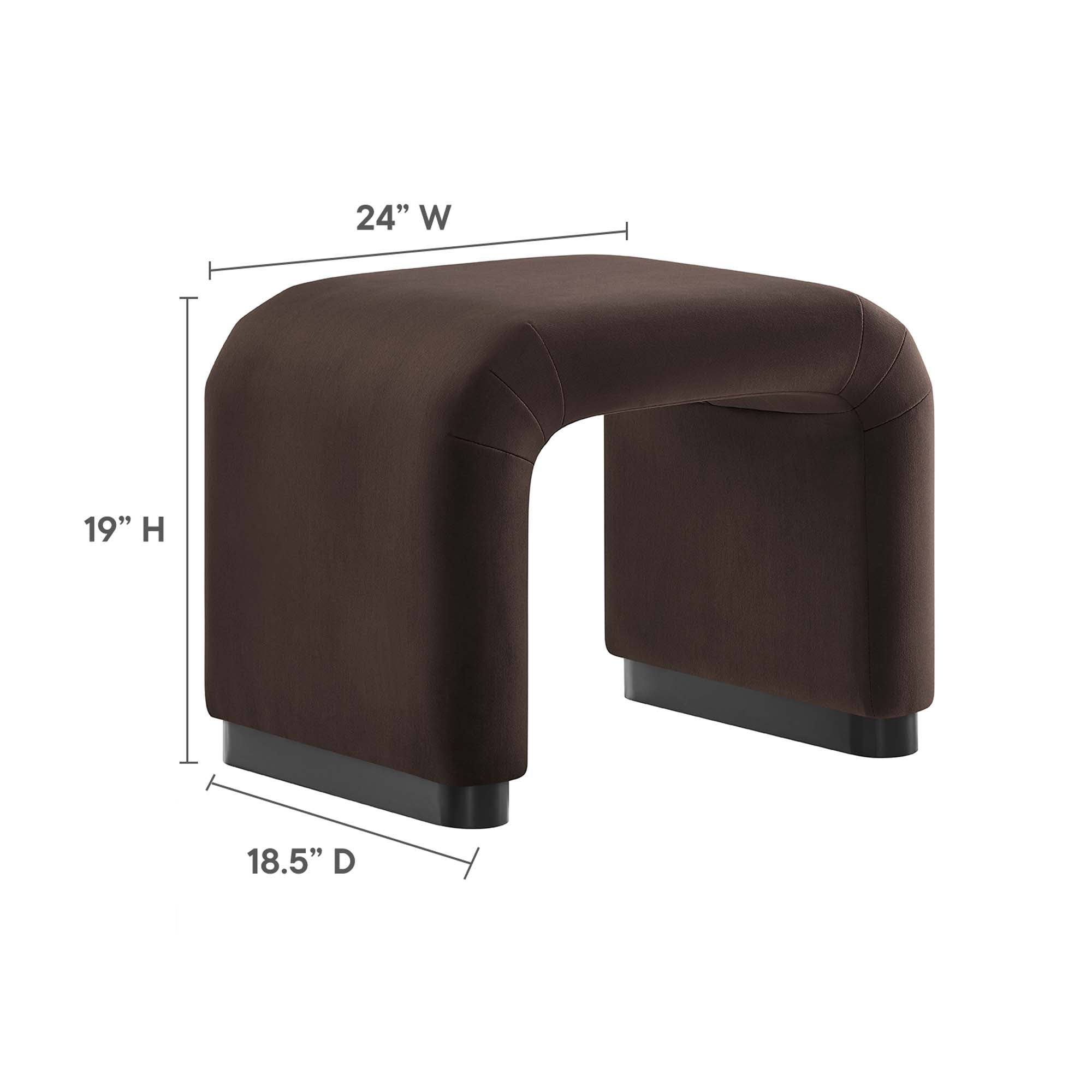 Koda Performance Velvet Waterfall Stool - Black Moss Green