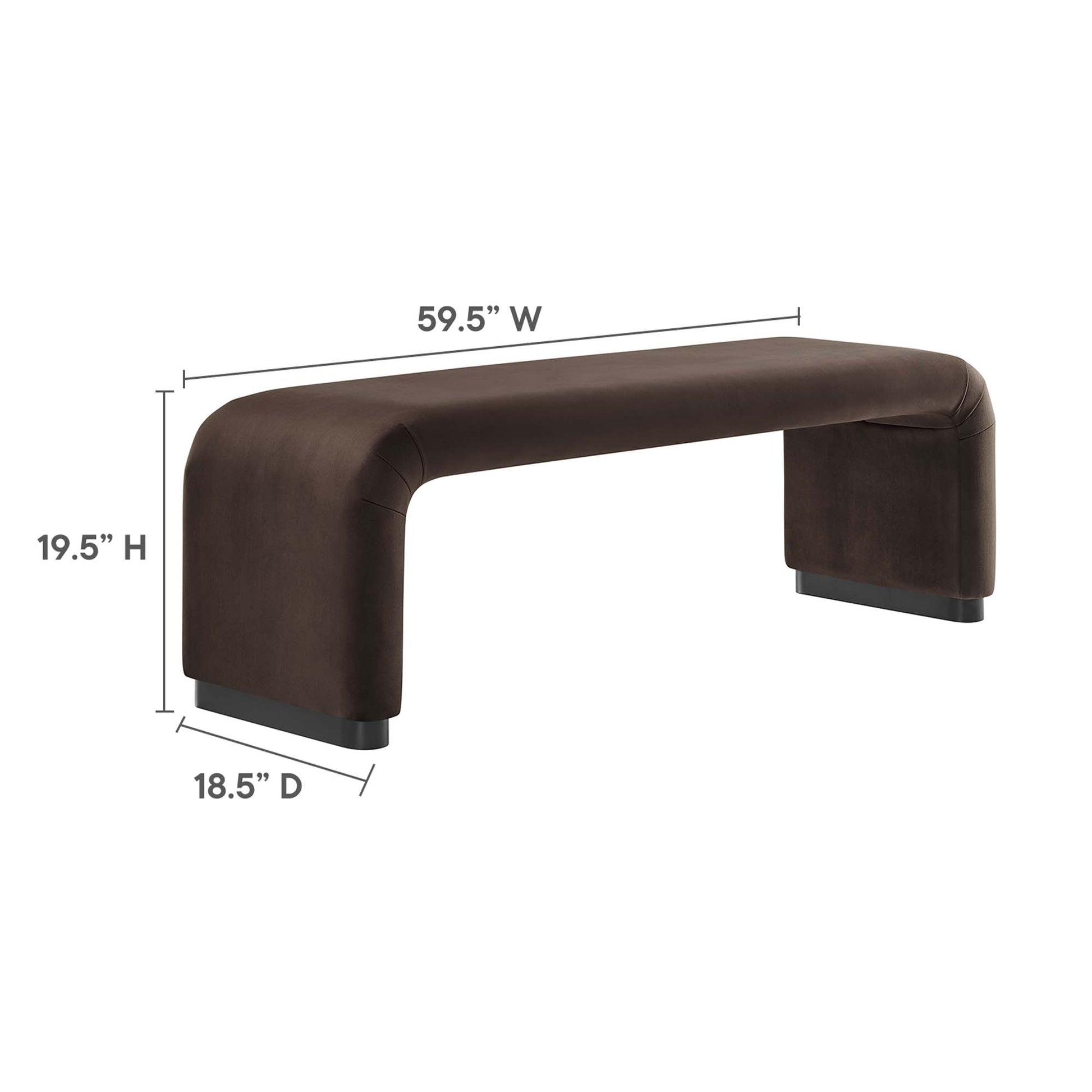 Koda Performance Velvet Waterfall Long Bench - Black Moss Green