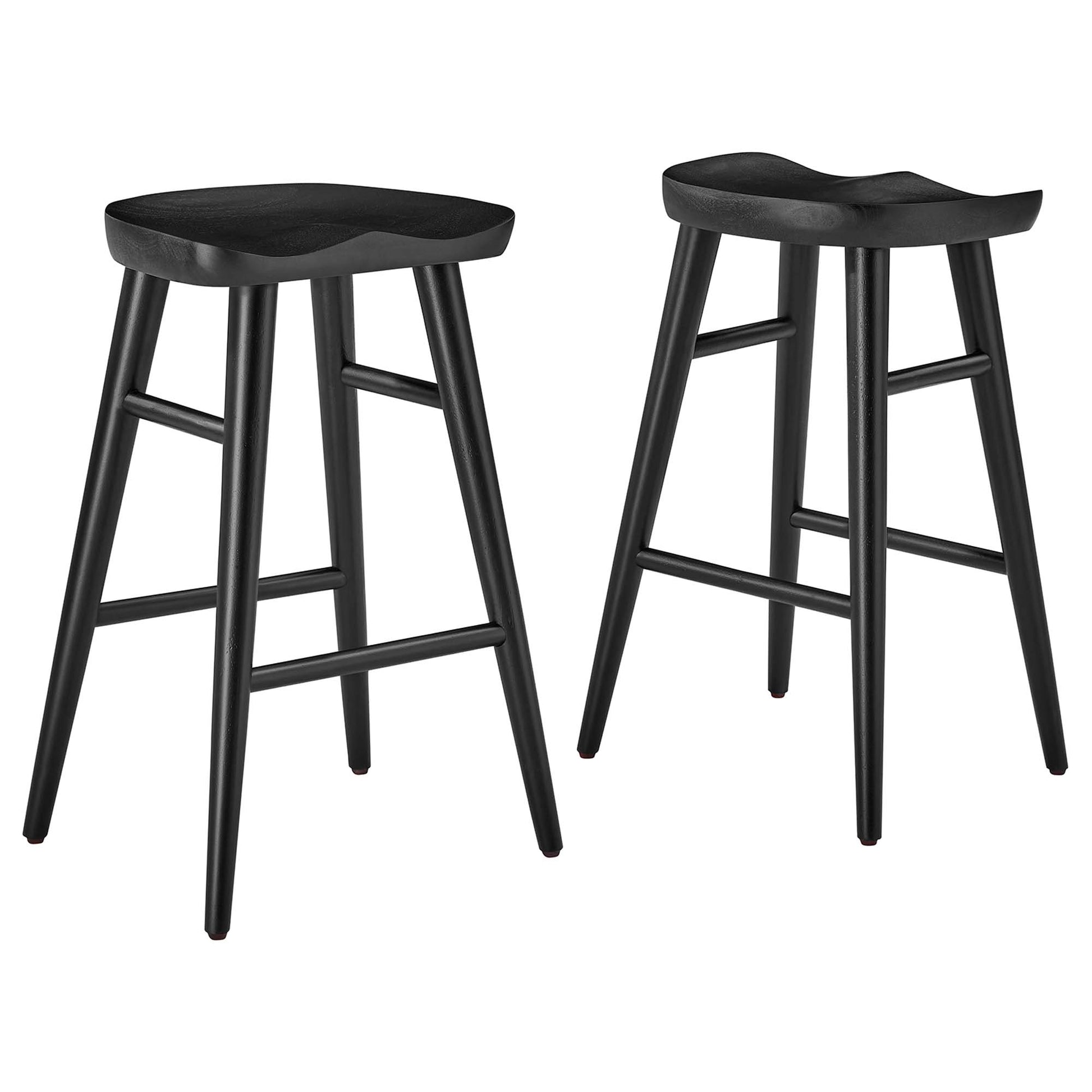 Saville Backless Wood Counter Stools - Set of 2 - Black