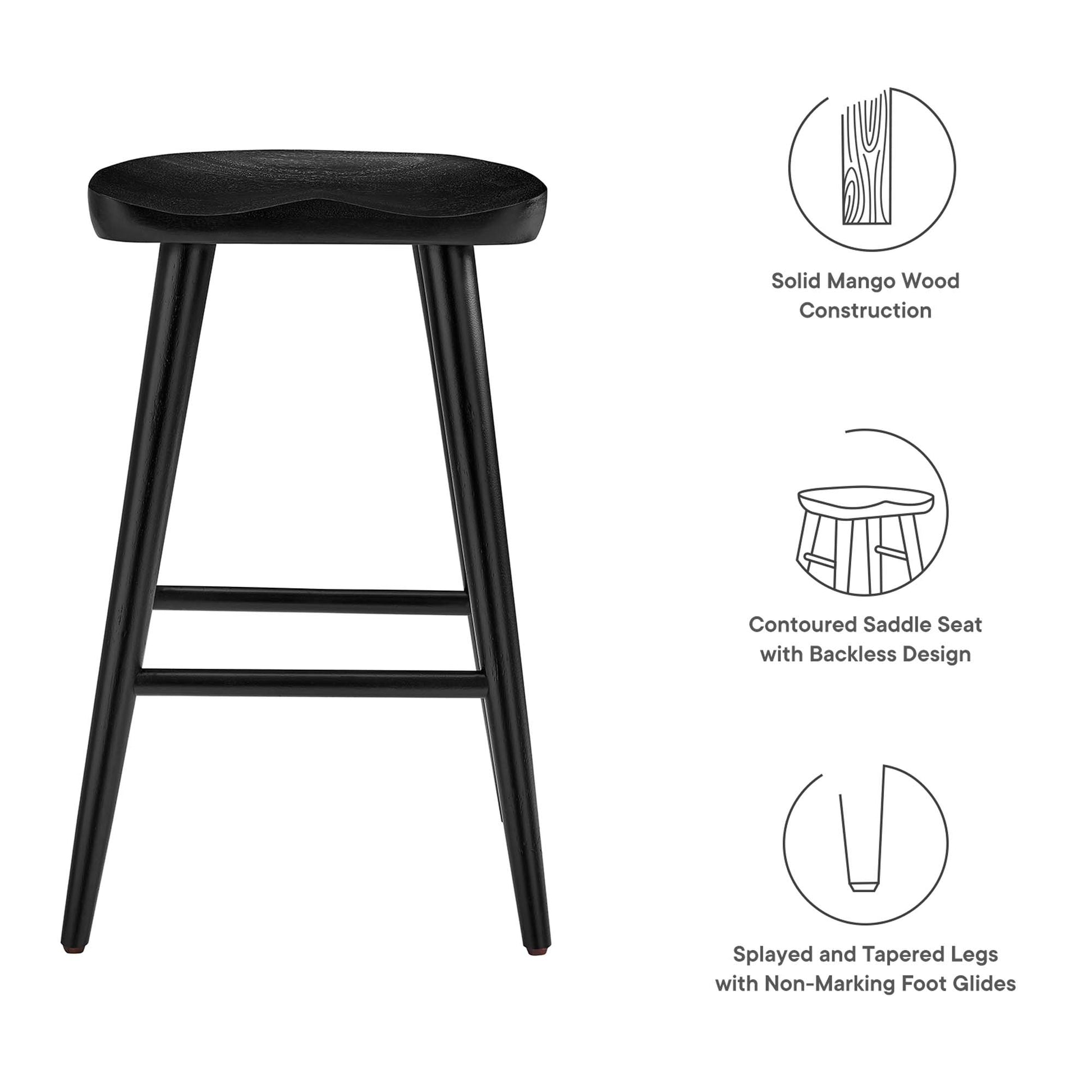 Saville Backless Wood Counter Stools - Set of 2 - Oak