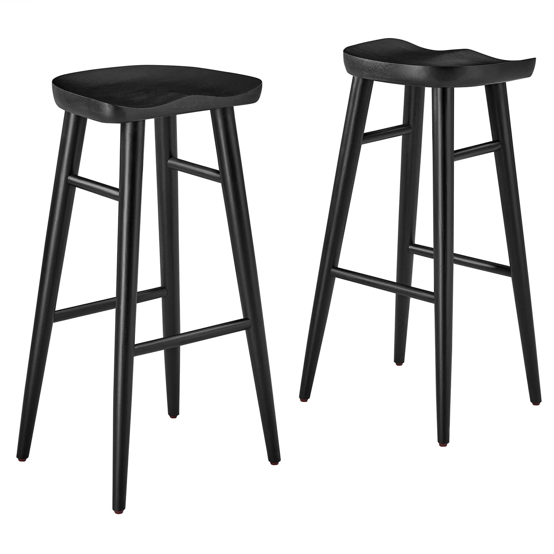Saville Backless Wood Bar Stools - Set of 2 - Black