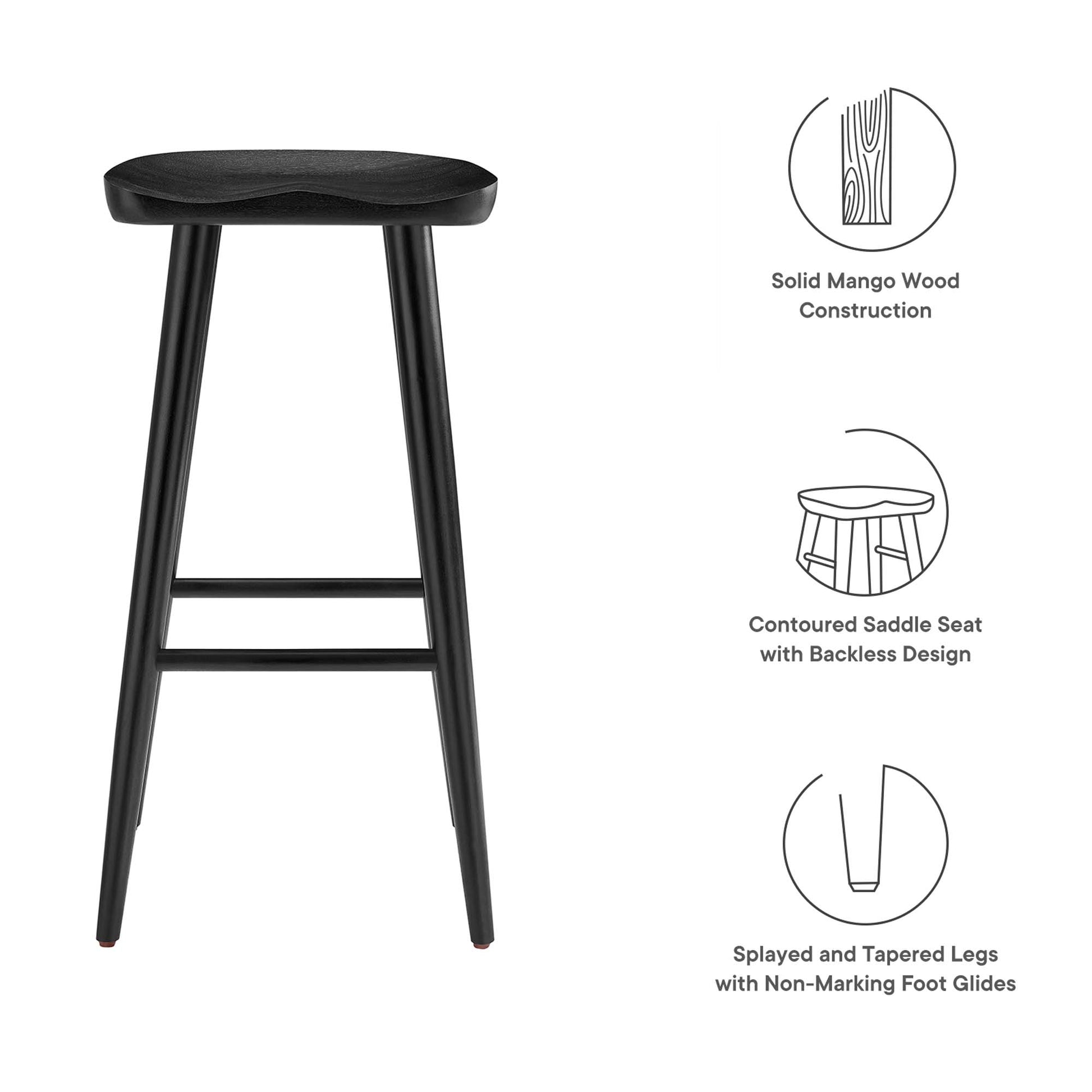 Saville Backless Wood Bar Stools - Set of 2 - Oak