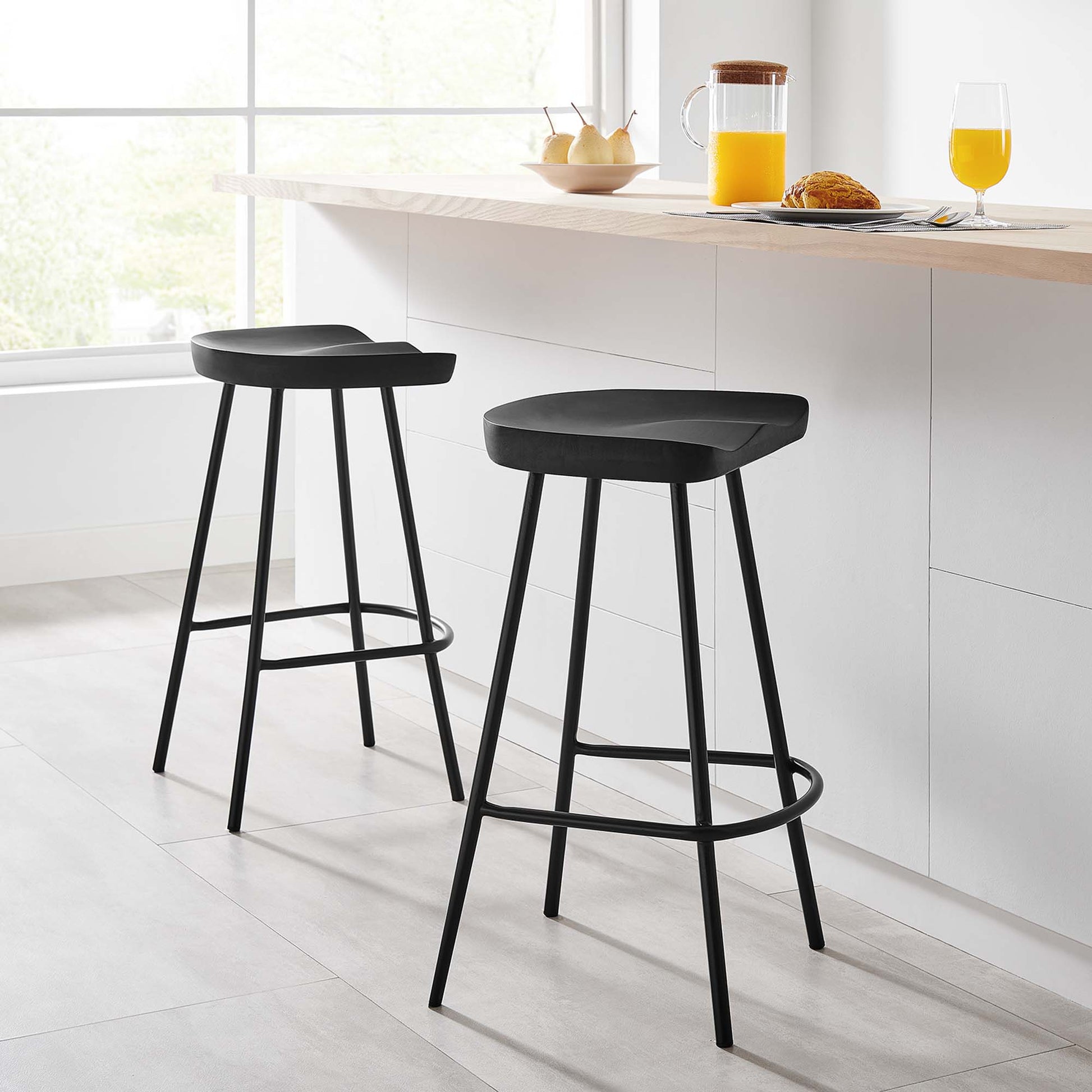 Concord Backless Wood Counter Stools - Set of 2