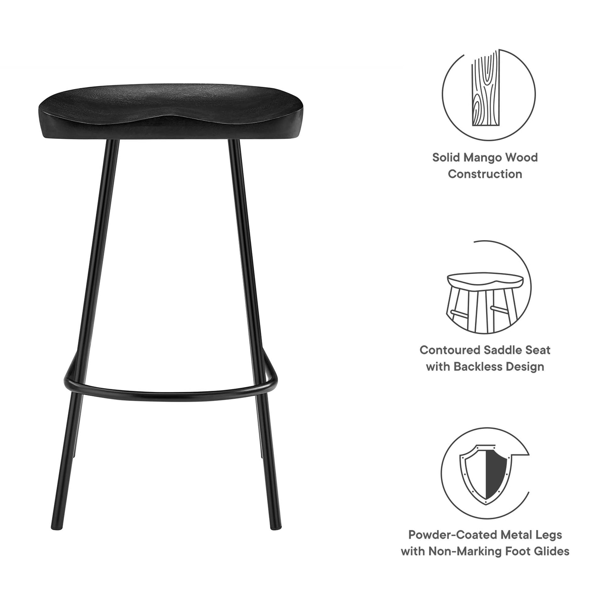 Concord Backless Wood Counter Stools - Set of 2 - Oak