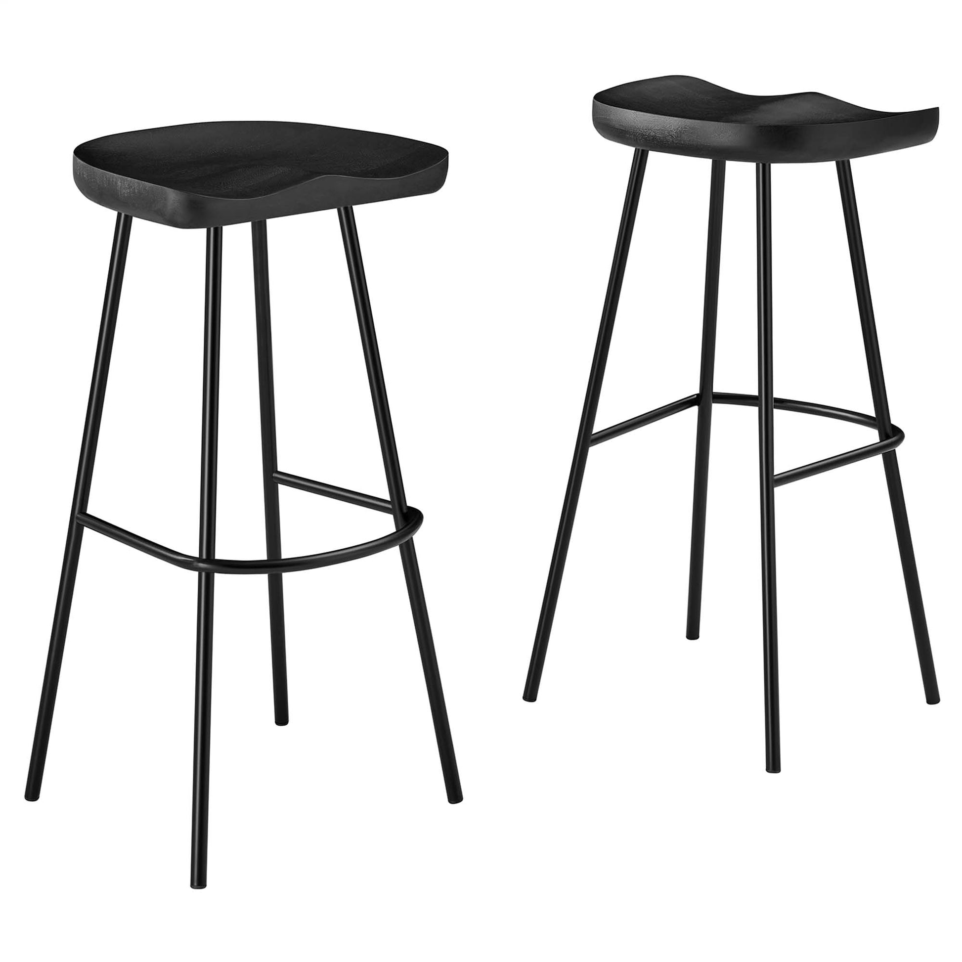 Concord Backless Wood Bar Stools - Set of 2 - Black
