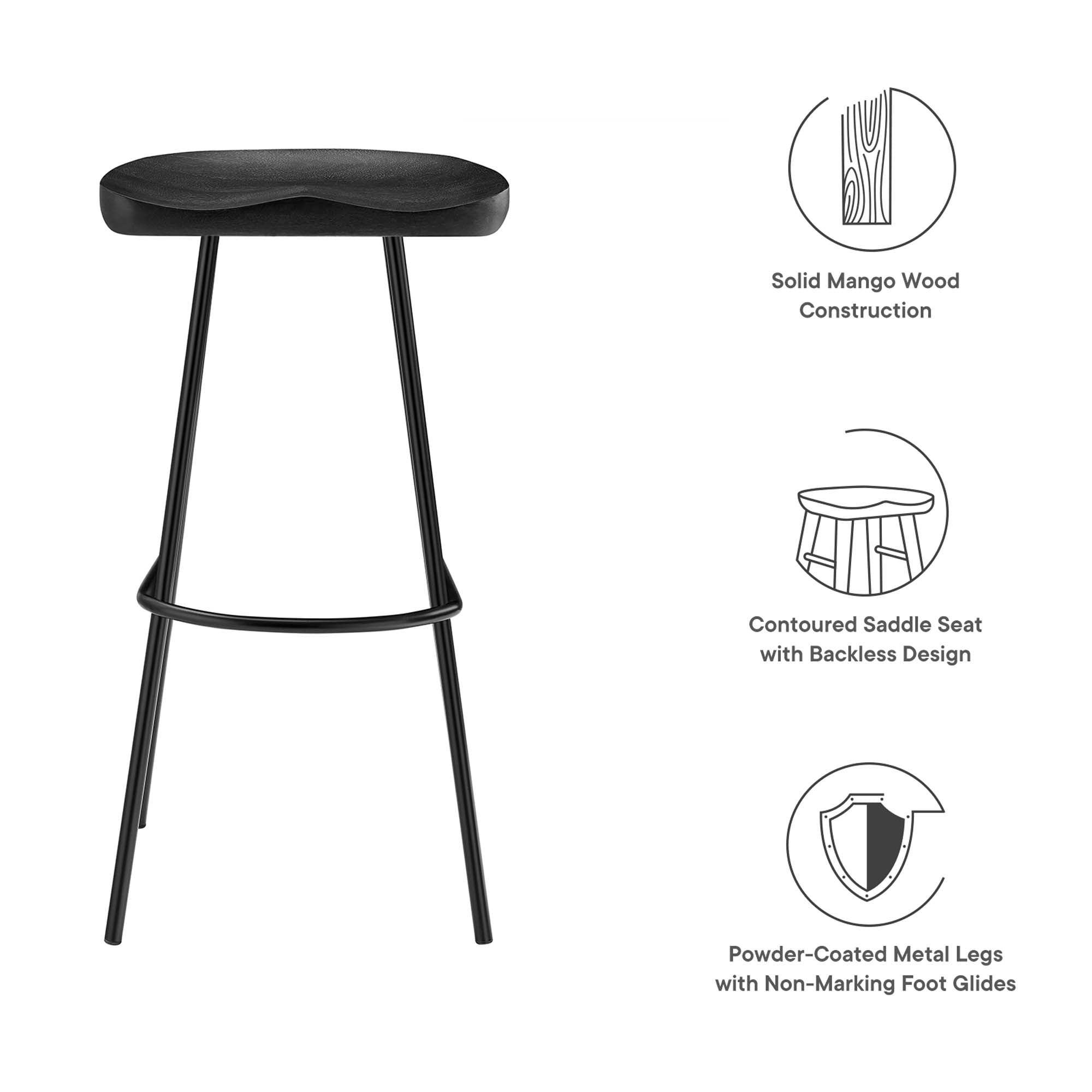 Concord Backless Wood Bar Stools - Set of 2 - Oak