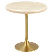 Lippa 20" Round Faux Travertine Side Table - Gold Travertine