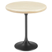 Lippa 20" Round Faux Travertine Side Table - Black Travertine