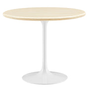 Lippa 36" Round Faux Travertine Dining Table - White Travertine