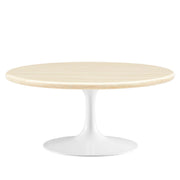 Lippa Round Artificial Travertine Coffee Table - White Travertine
