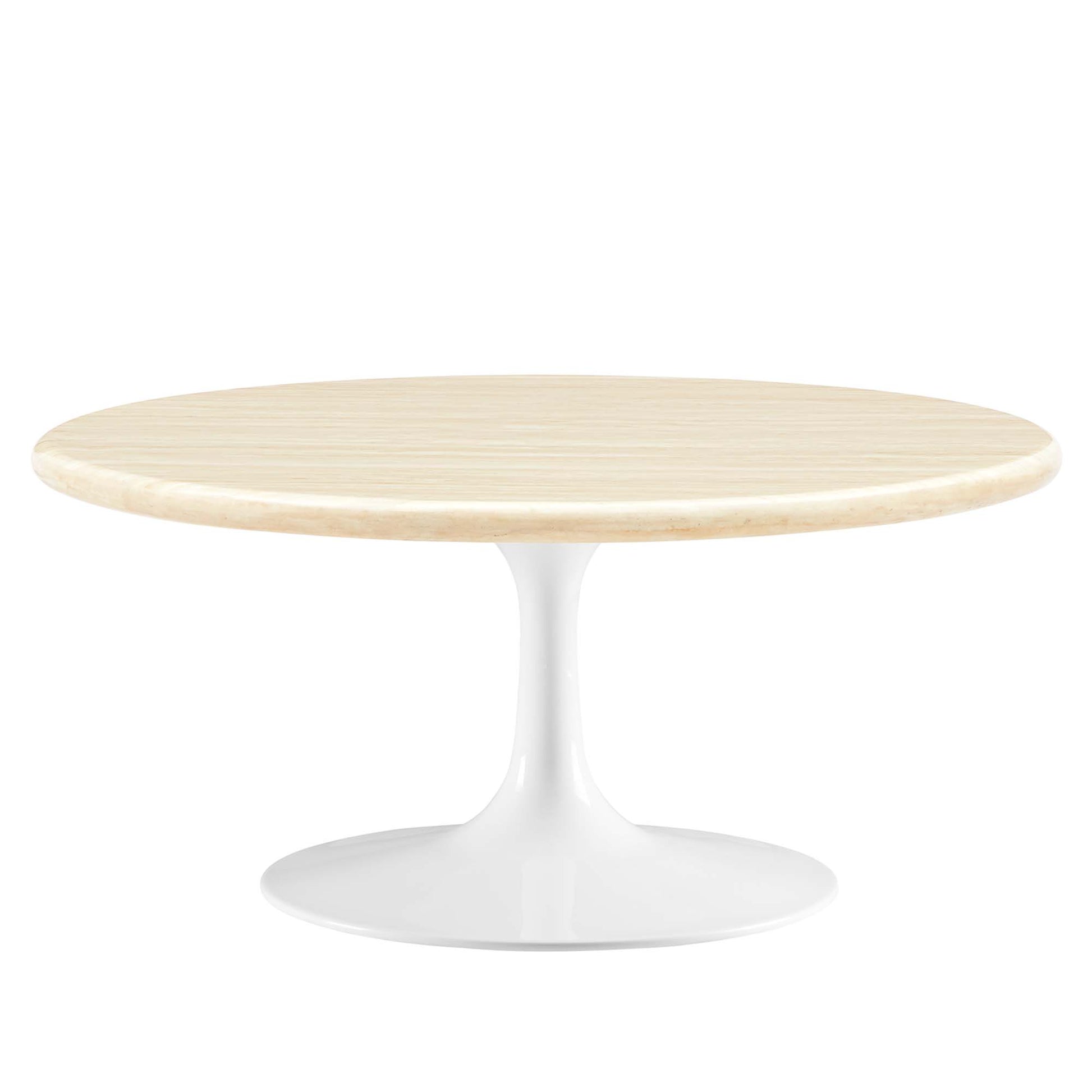 Lippa Round Artificial Travertine Coffee Table - White Travertine