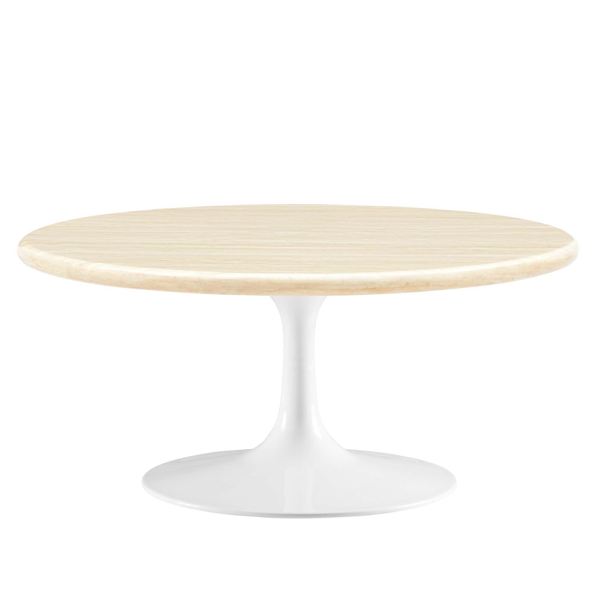 Lippa Round Artificial Travertine Coffee Table - White Travertine