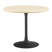 Lippa 36" Round Faux Travertine Dining Table - Black Travertine