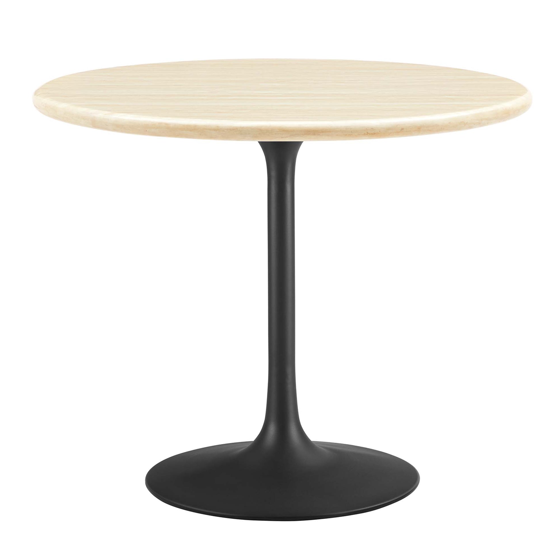 Lippa 36" Round Faux Travertine Dining Table - Black Travertine