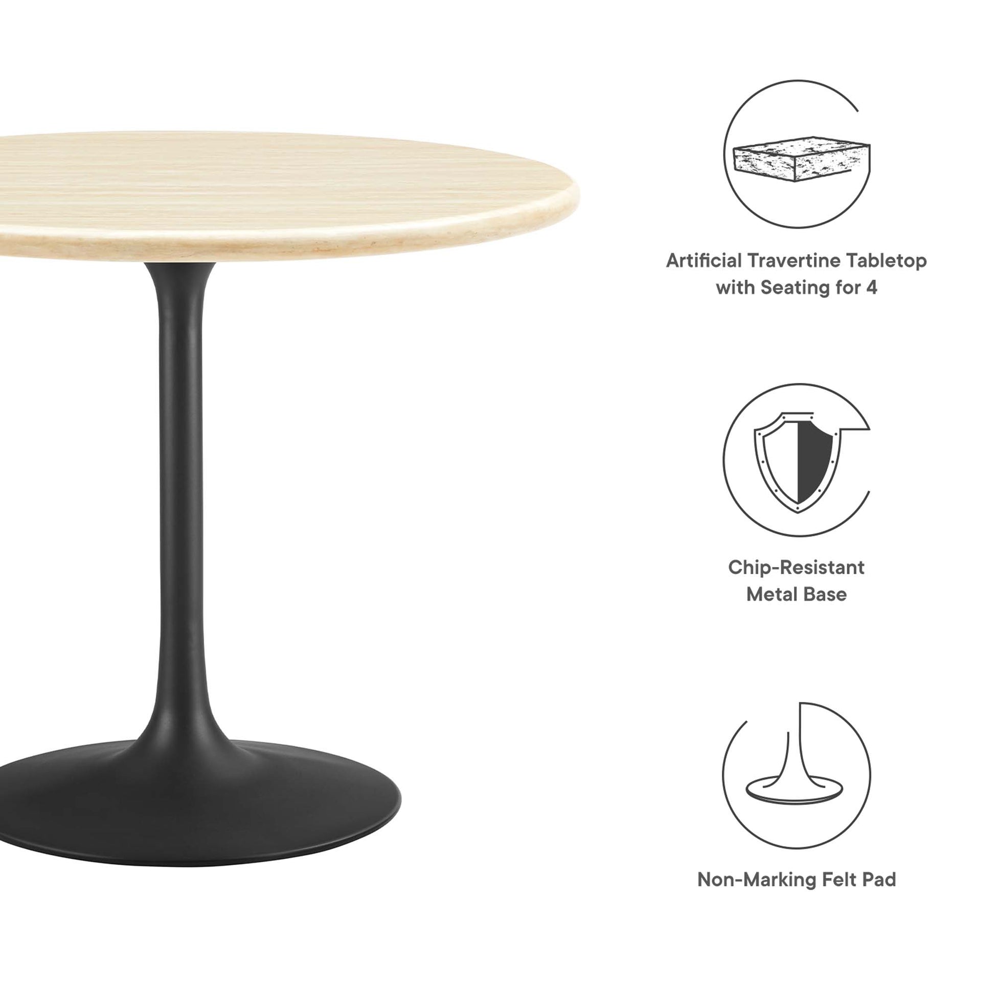 Lippa 36" Round Faux Travertine Dining Table