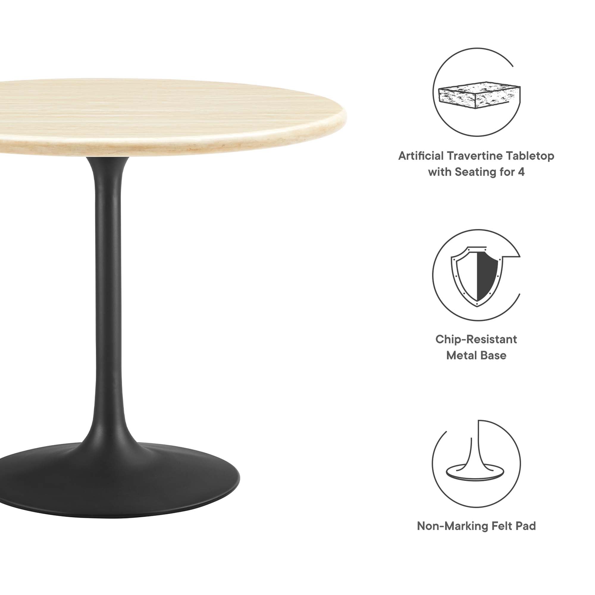 Lippa 36" Round Faux Travertine Dining Table