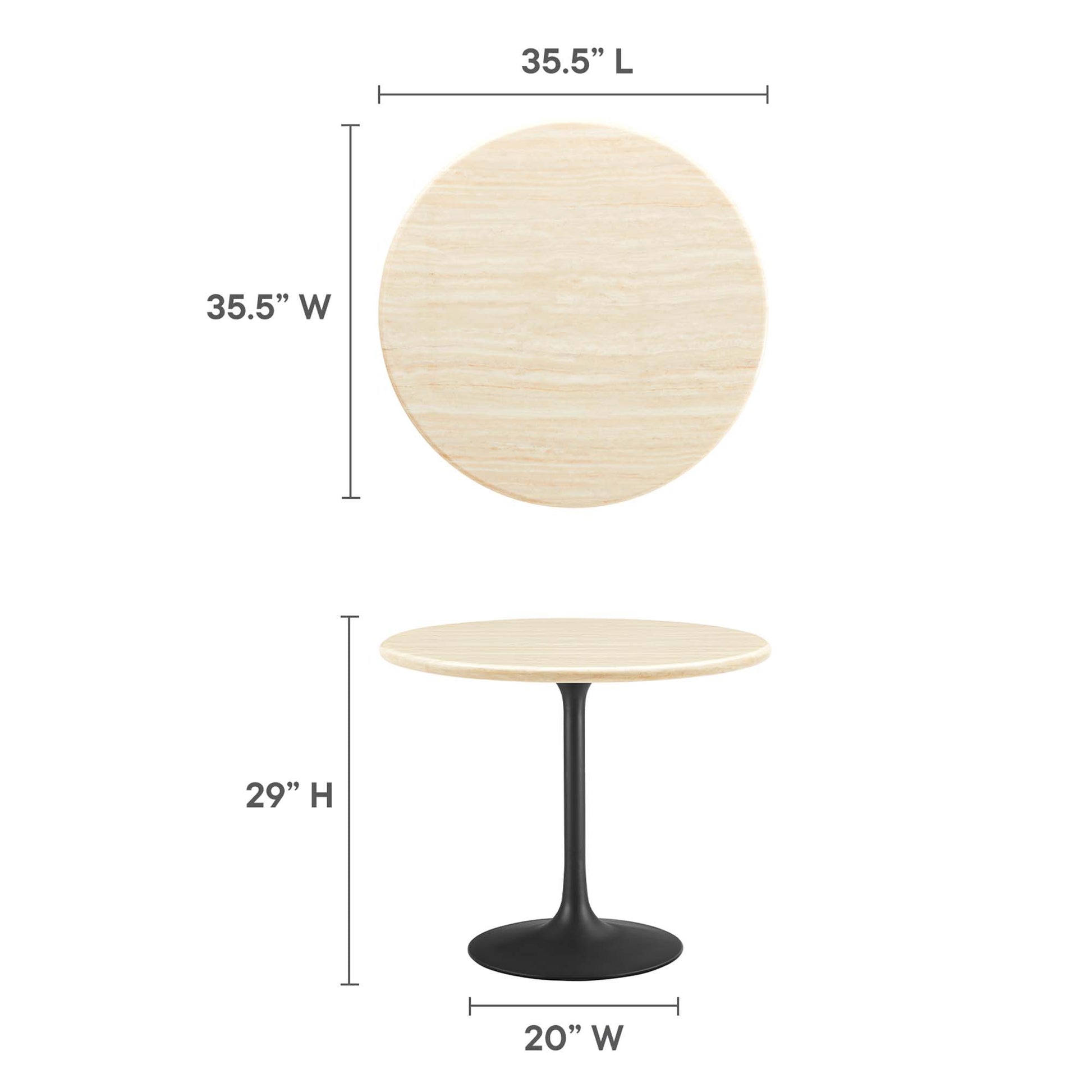 Lippa 36" Round Faux Travertine Dining Table