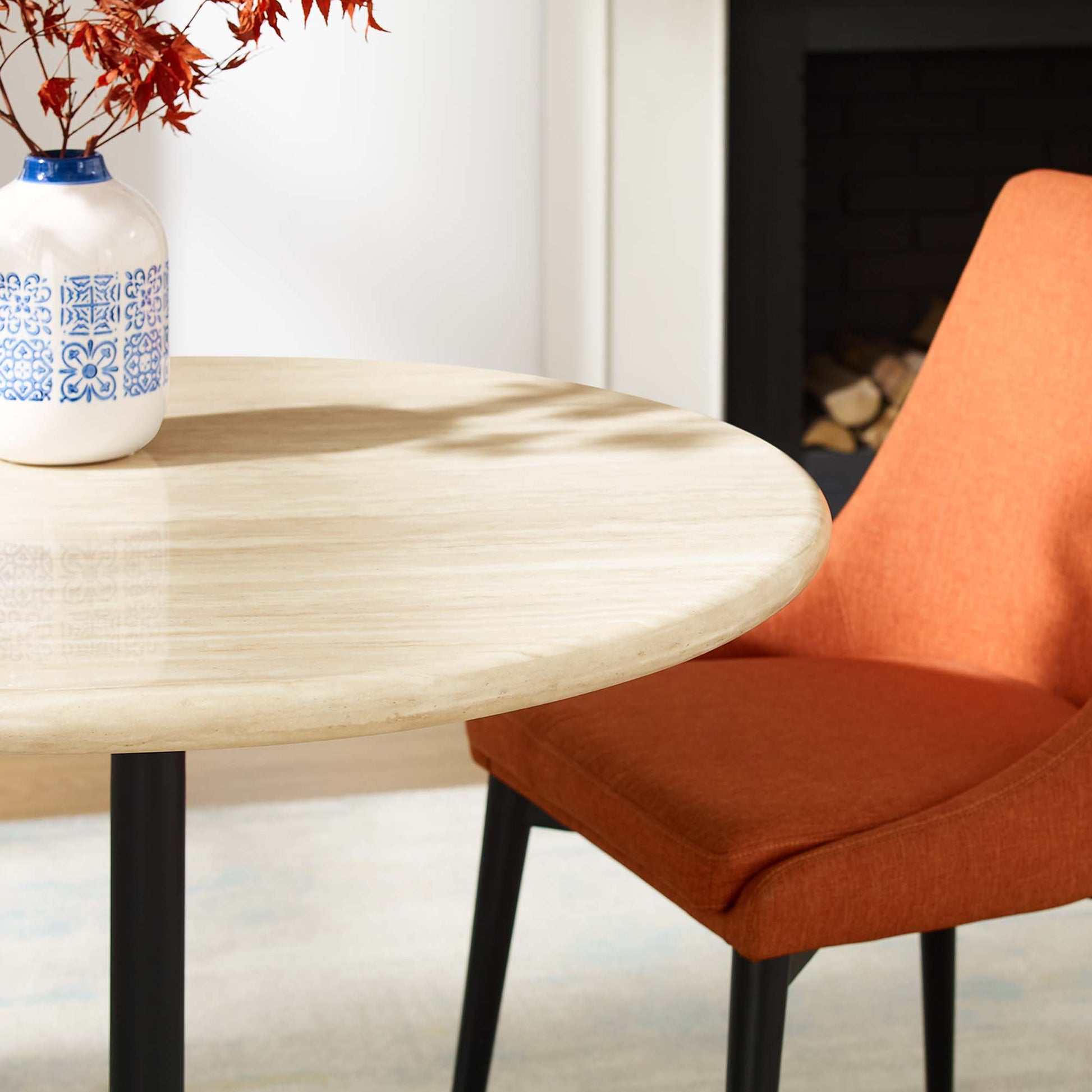 Lippa 36" Round Faux Travertine Dining Table