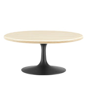 Lippa 36" Round Faux Travertine Coffee Table - Black Travertine