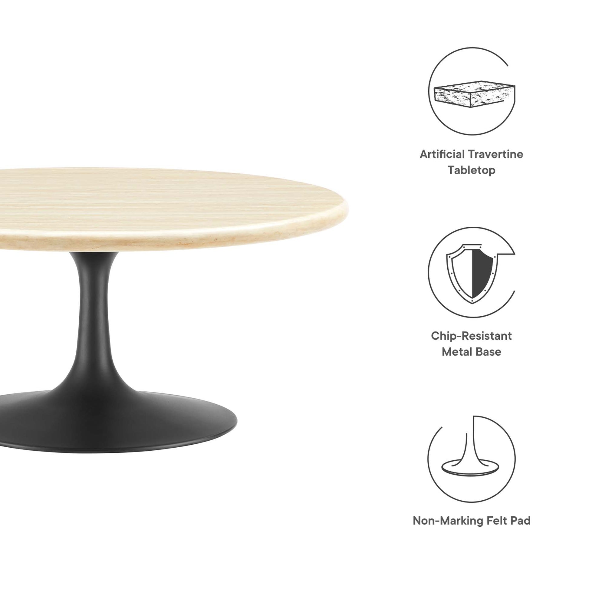 Lippa 36" Round Faux Travertine Coffee Table