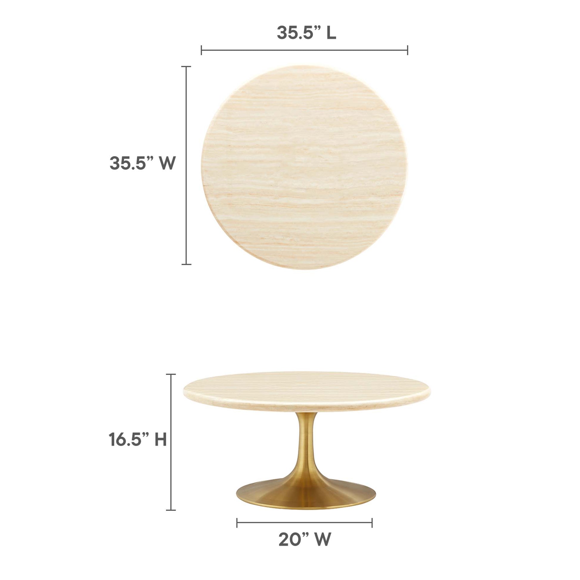 Lippa 36" Round Faux Travertine Coffee Table