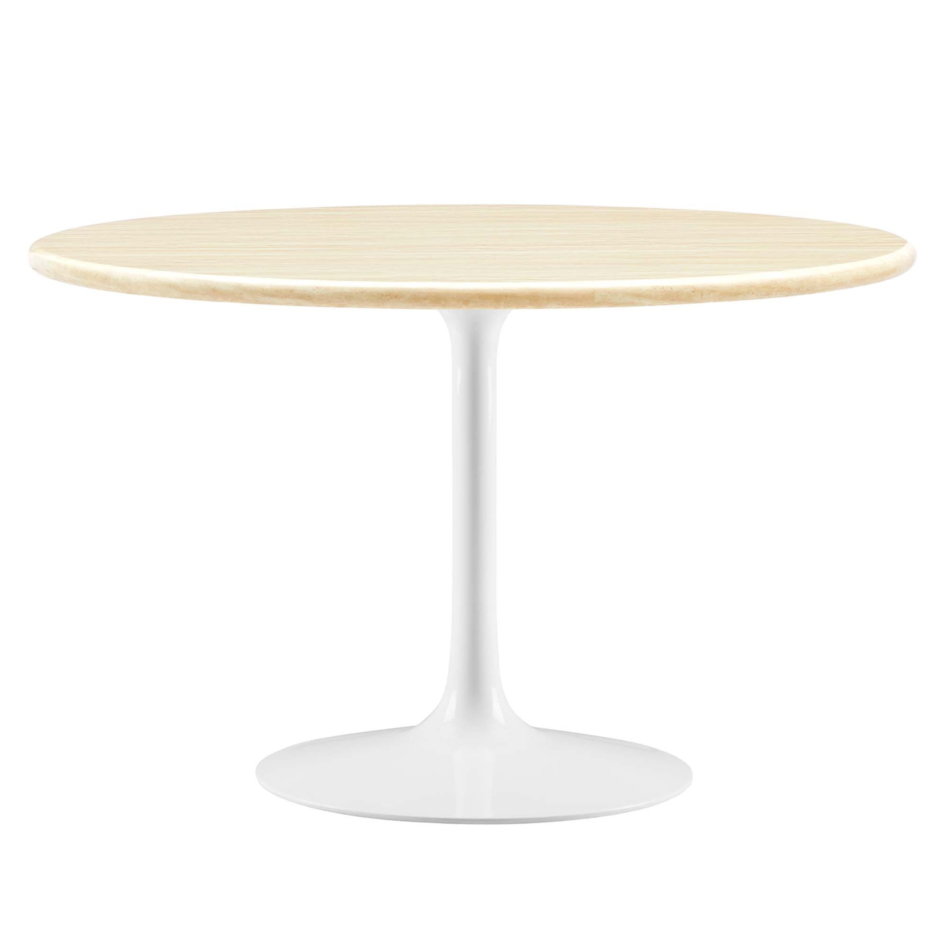 Lippa 48" Round Faux Travertine Dining Table - White Travertine
