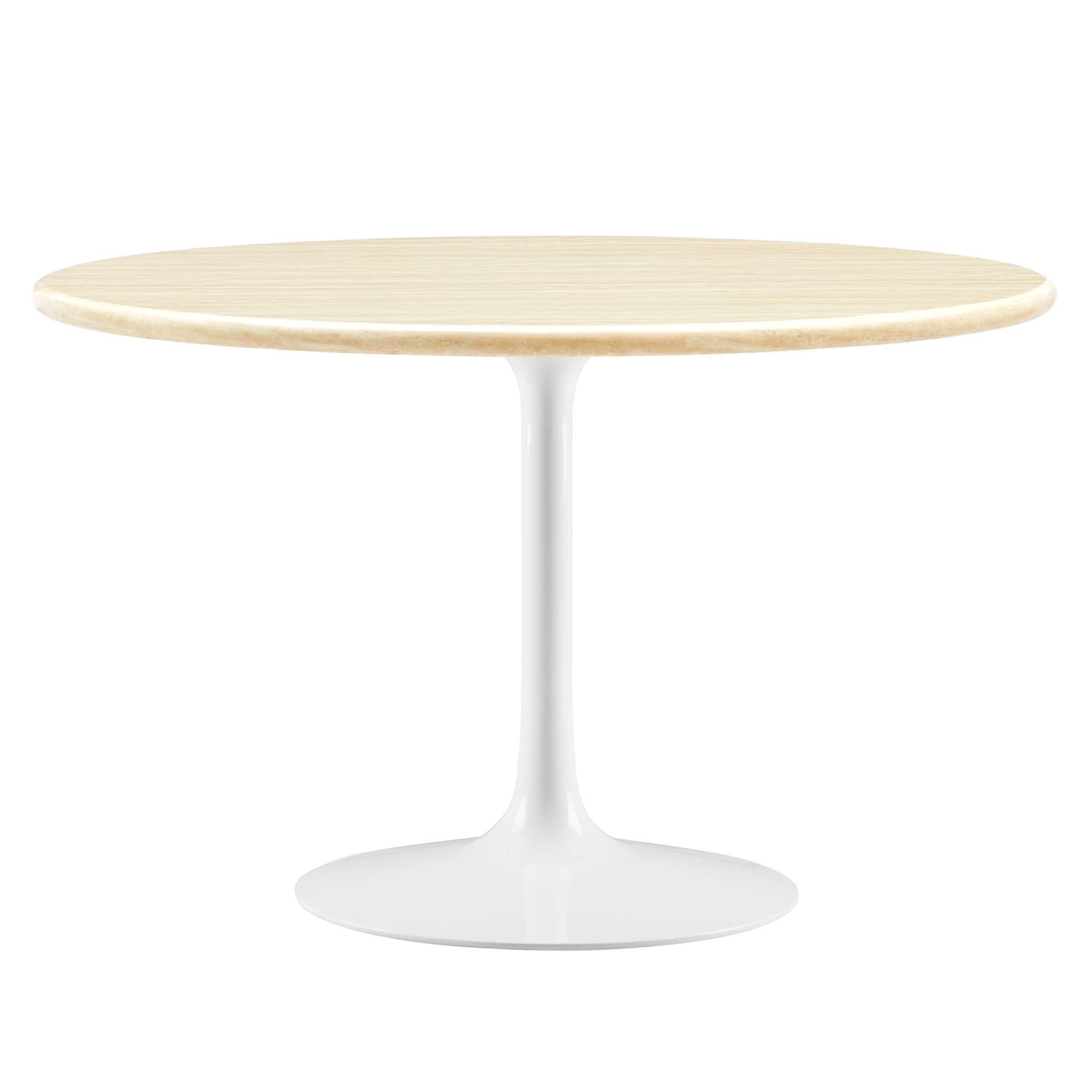 Lippa 48" Round Faux Travertine Dining Table - White Travertine