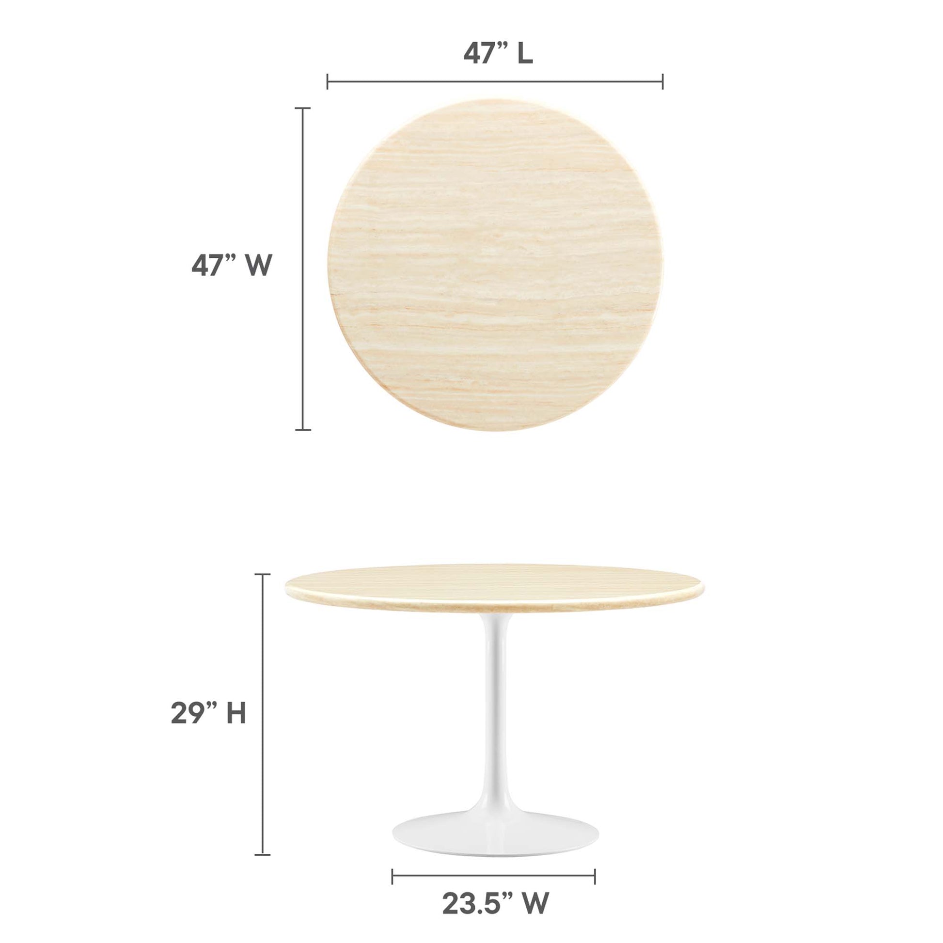 Lippa 48" Round Faux Travertine Dining Table