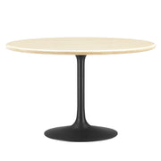 Lippa 48" Round Faux Travertine Dining Table - Black Travertine