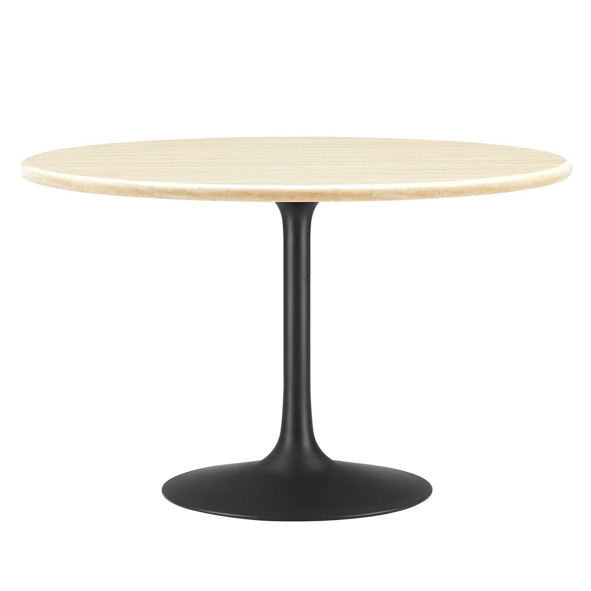 Lippa 48" Round Faux Travertine Dining Table - Black Travertine