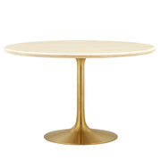 Lippa 48" Round Faux Travertine Dining Table - Gold Travertine