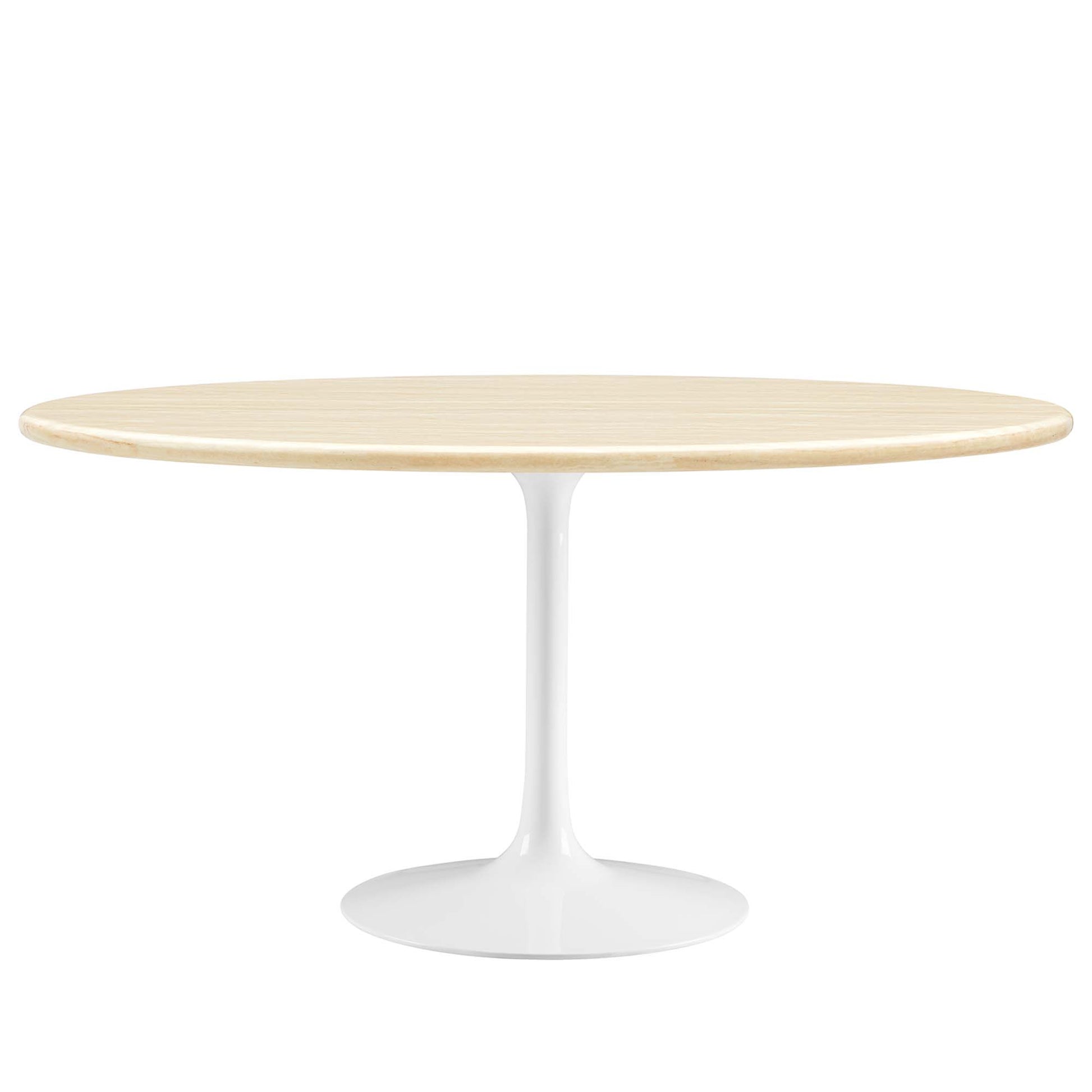 Lippa Oval Artificial Travertine Dining Table - White Traventine