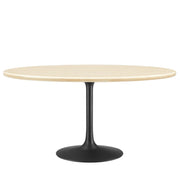 Lippa 60" Oval Faux Travertine Dining Table - Black Travertine