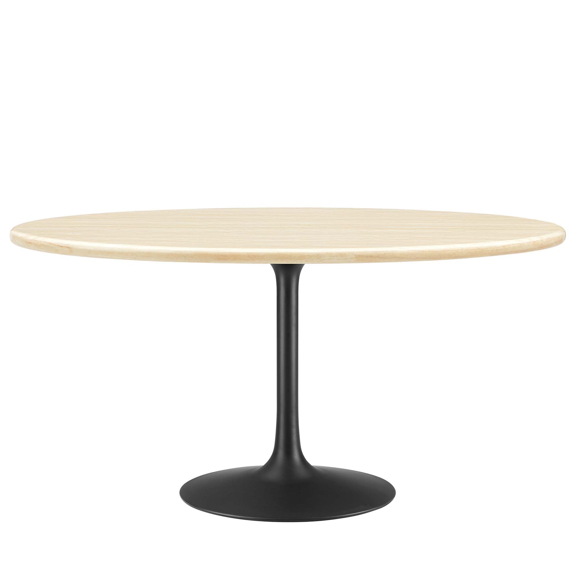 Lippa 60" Oval Faux Travertine Dining Table - Black Travertine