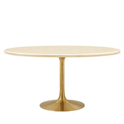 Lippa 60" Oval Faux Travertine Dining Table - Gold Travertine