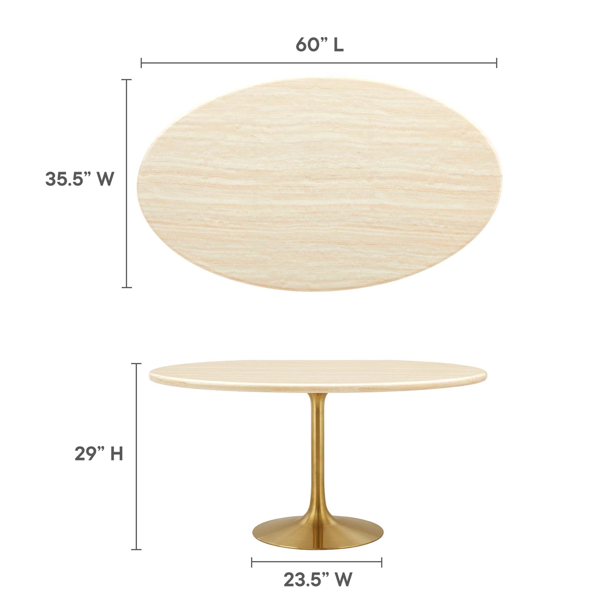 Lippa 60" Oval Faux Travertine Dining Table