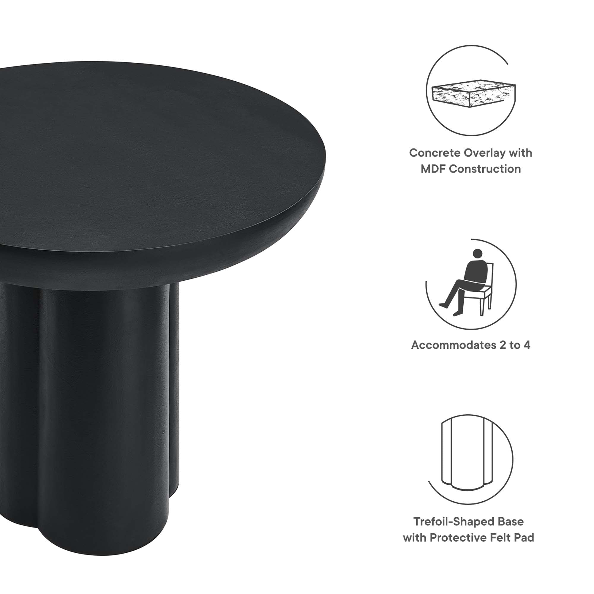 Caspian 40" Round Concrete Dining Table - White