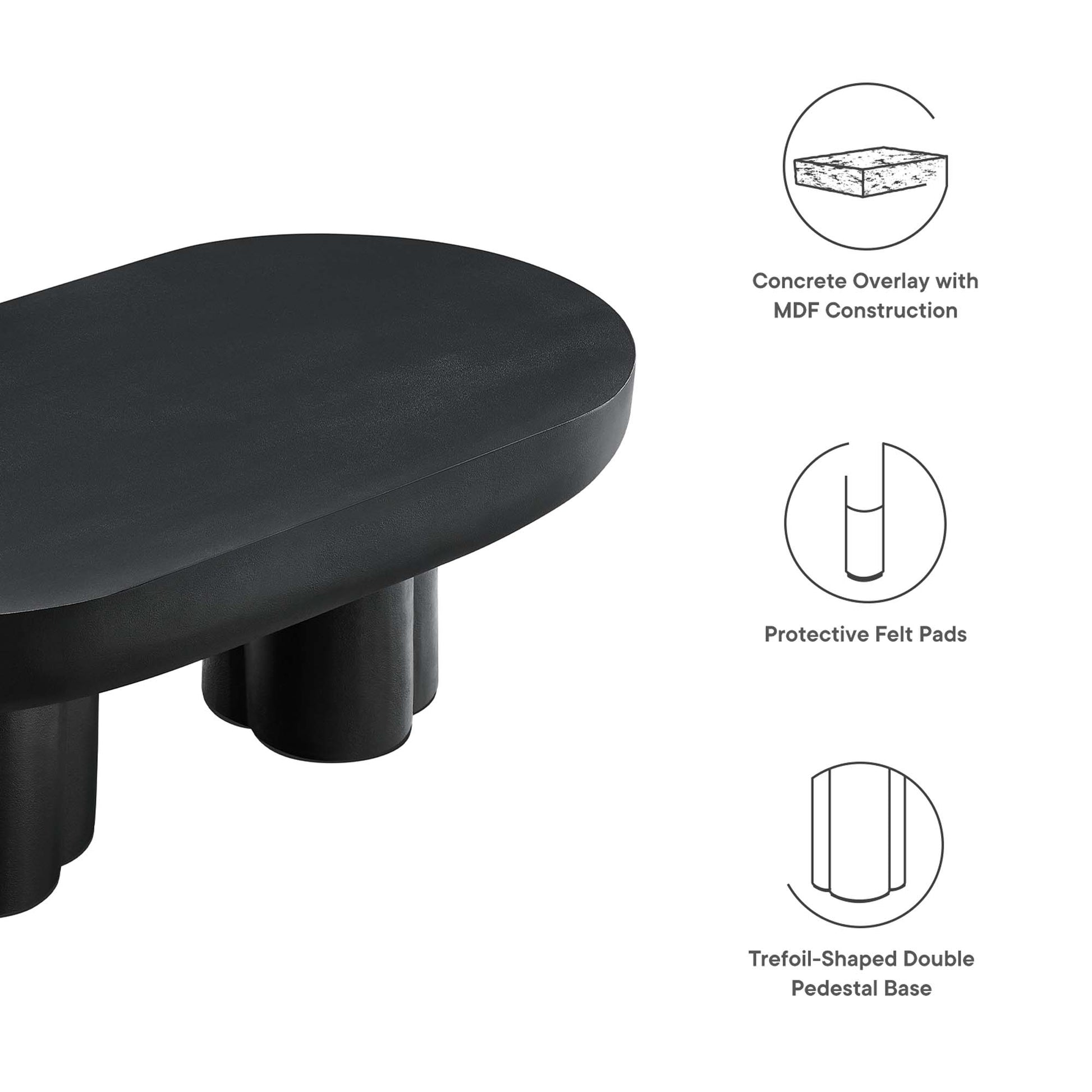 Caspian Oval Concrete Coffee Table - White