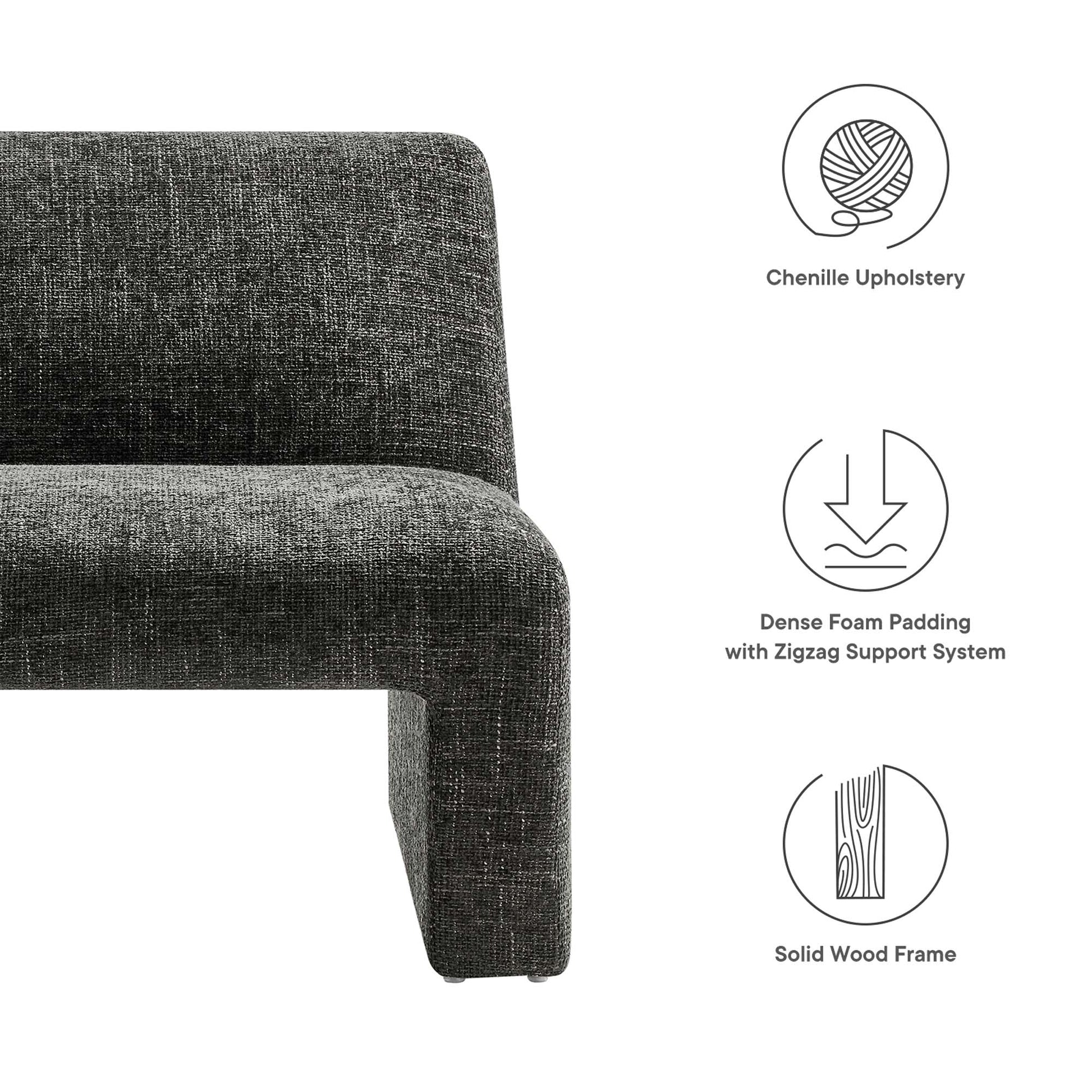 Amita Chenille Upholstered Accent Chair - Khaki