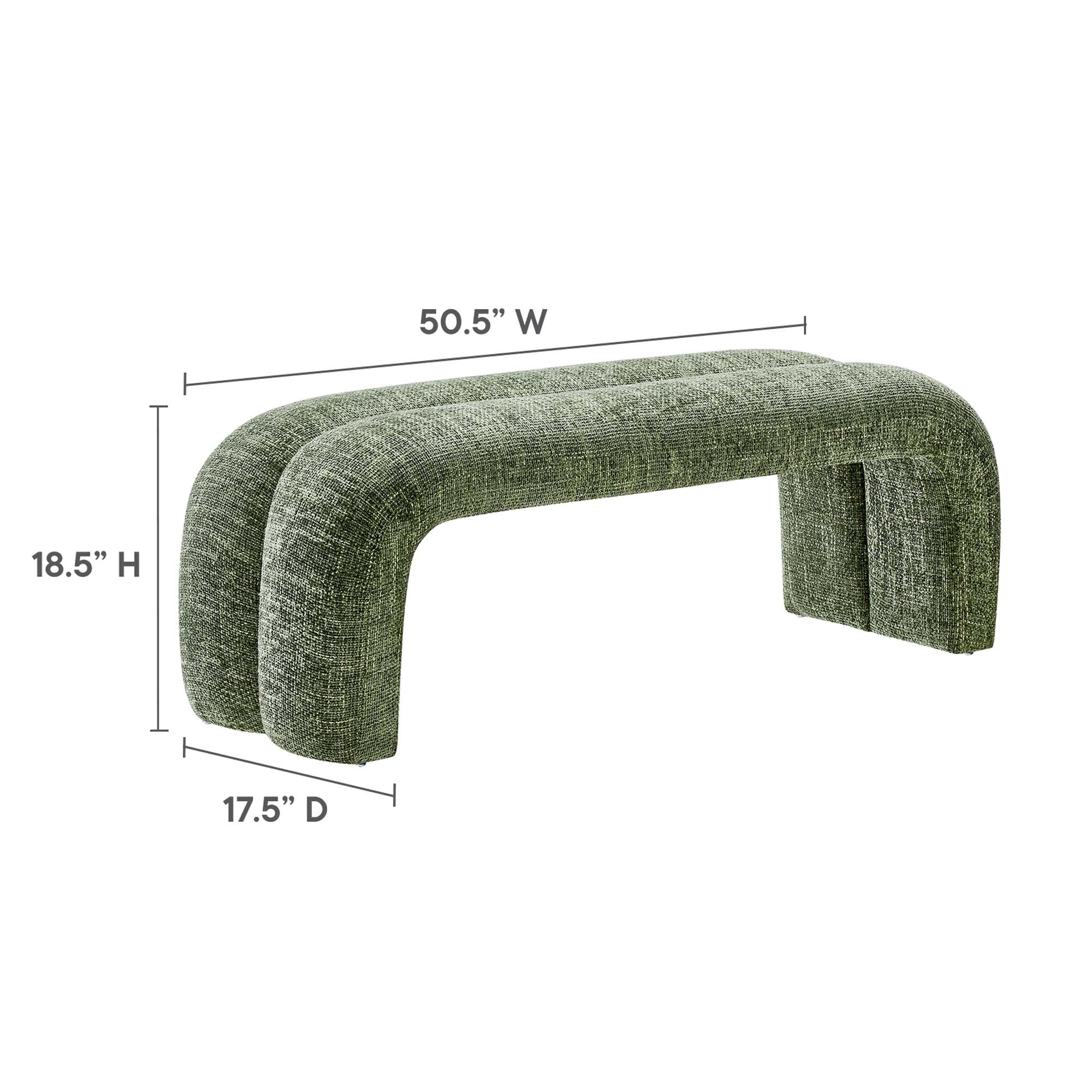 Dax 50.5" Chenille Upholstered Accent Bench - Khaki