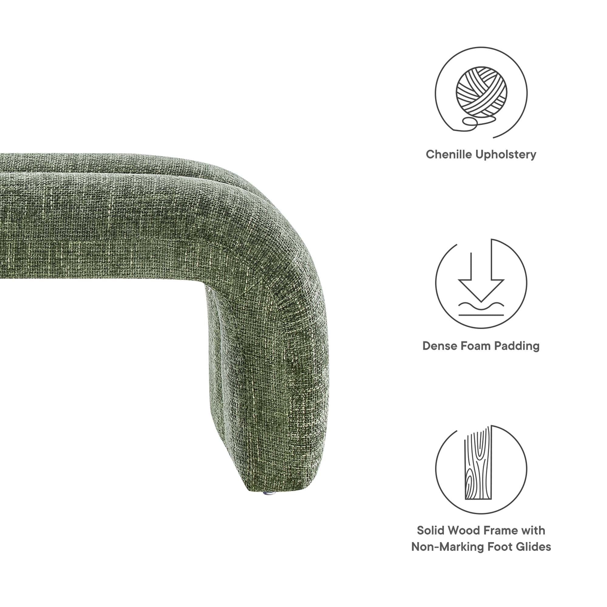 Dax 50.5" Chenille Upholstered Accent Bench - Frost