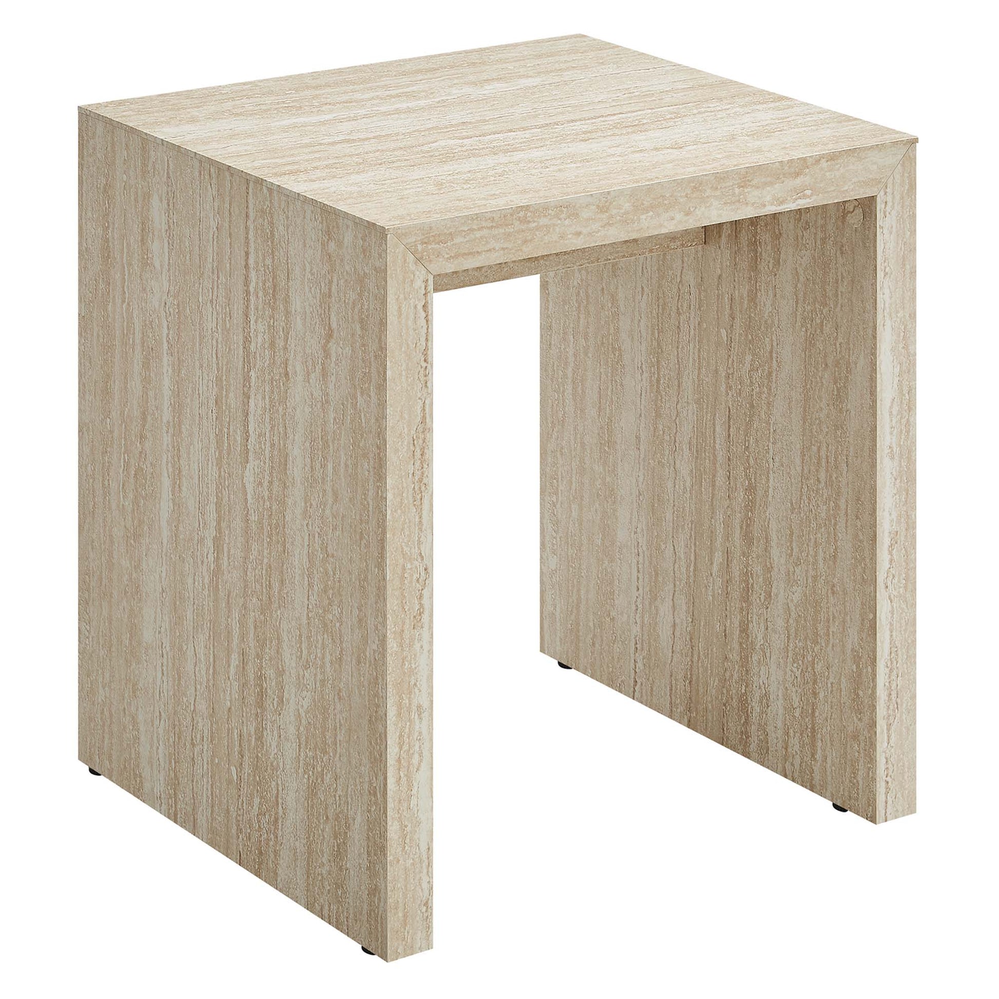 Mirella Faux Travertine Side Table - Travertine